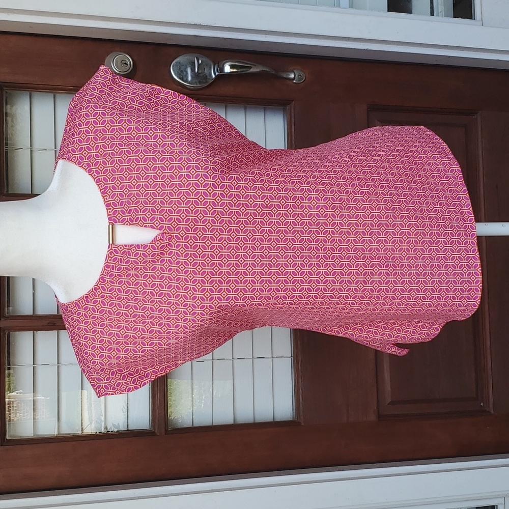 Banana Republic Pink and Red Geometric Print Blouse